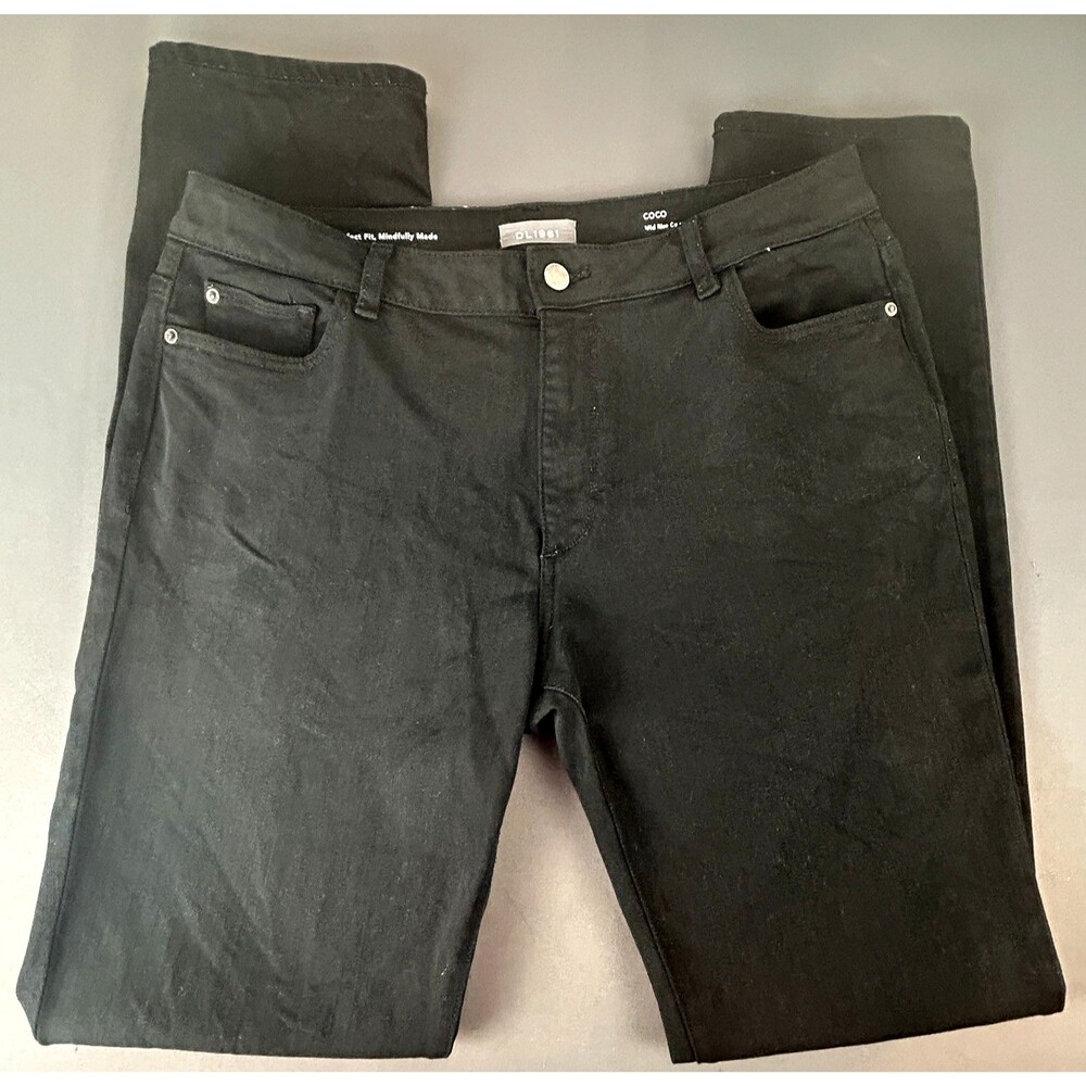 DL1961 Black Coco Midrise Curvy Straight Riker Denim Jeans Size 31